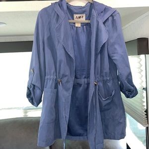 Blue rain jacket